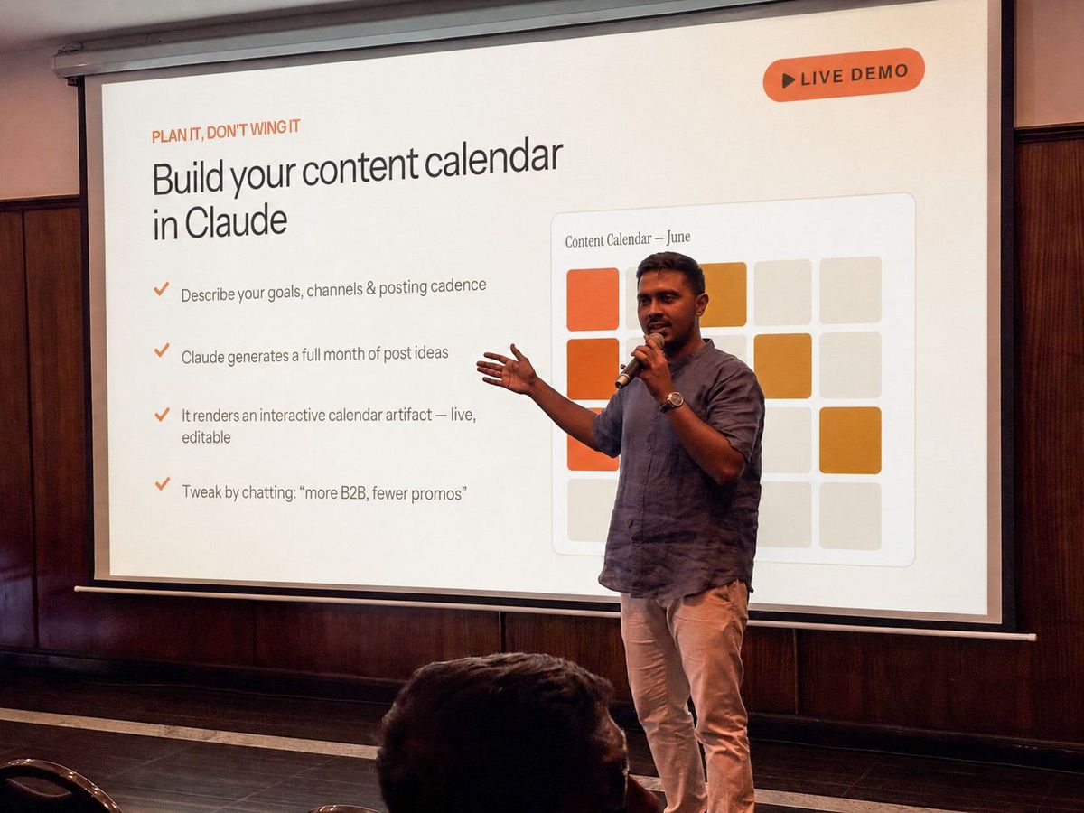 Live demo · building a content calendar in Claude